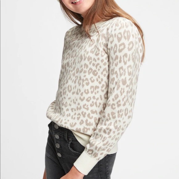 Gap Kids Leopard Print Crewneck Sweater 